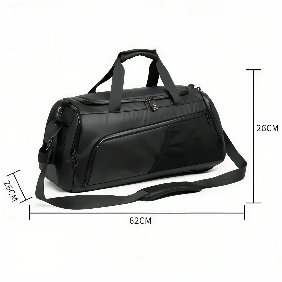 Sac à dos de sport noir avec compartiment chaussures, 62x38,5x27 cm