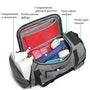 Sac à dos de sport gris avec compartiments pour chaussures, articles humides et rangement, en oxford renforcé