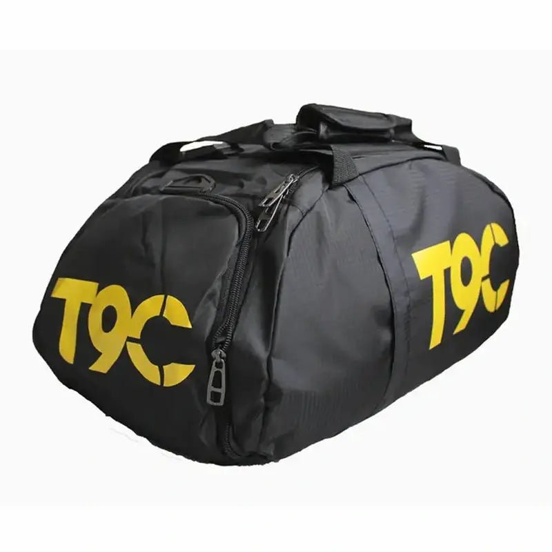 Sac à dos de sport homme en noir avec sac de voyage à lettres jaunes