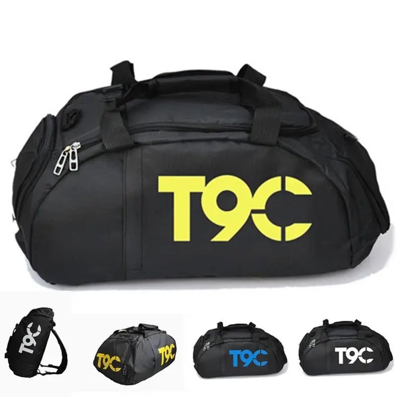 Sac à dos de sport homme noir avec sac de sport noir et jaune T9C branding