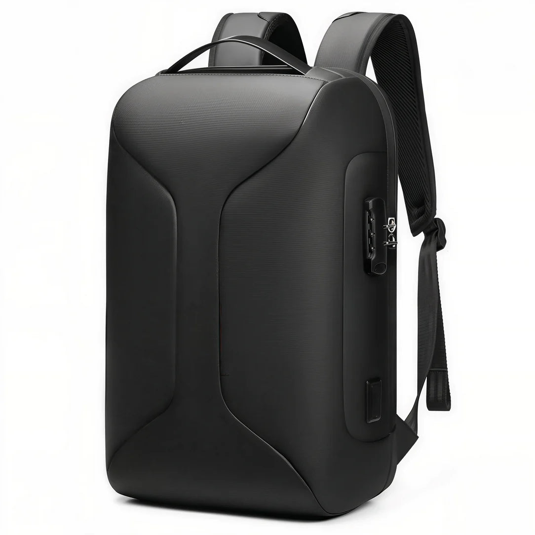 Sac à dos de travail antivol Citadelle avec coque dure noire, poignée et serrure intégrée