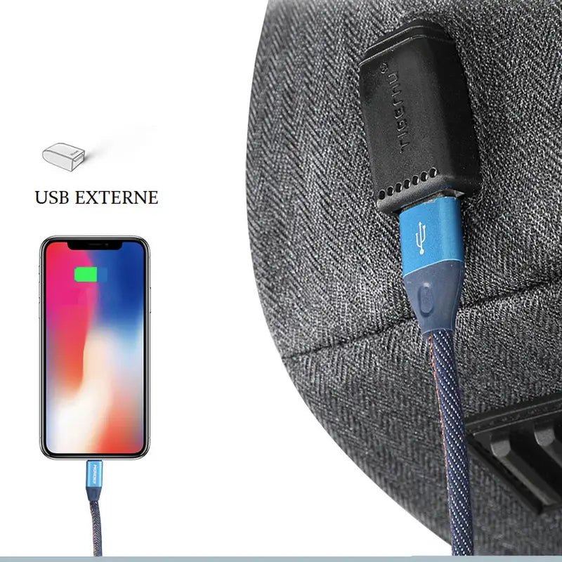 Sac à dos de travail avec port de charge USB intégré et téléphone connecté