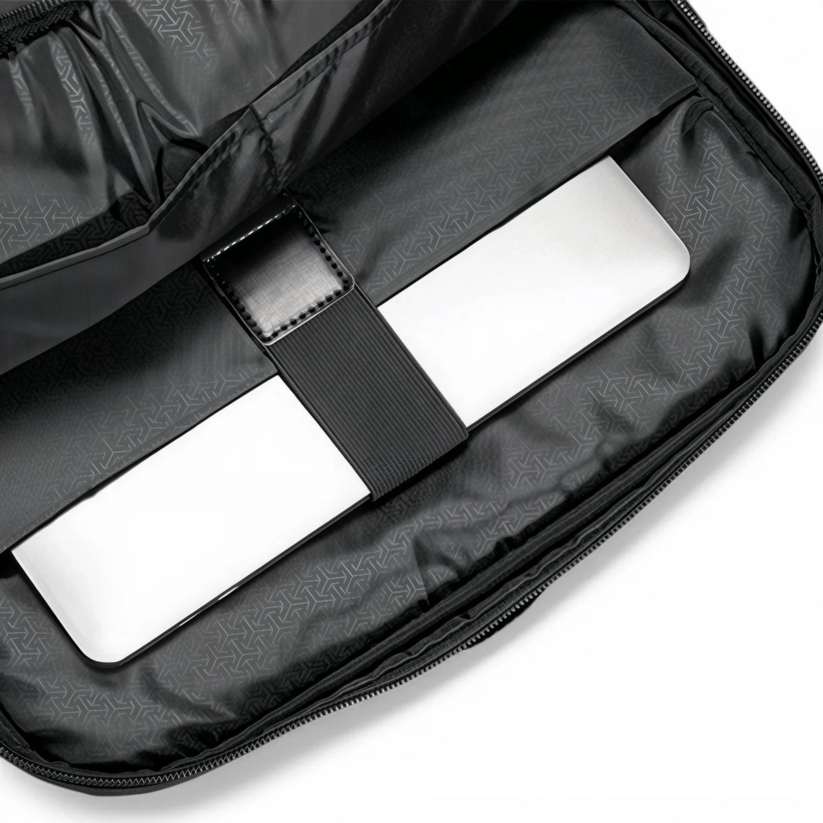 Sac à dos Ryden HB77 noir avec motif géométrique et sangle élastique MacBook