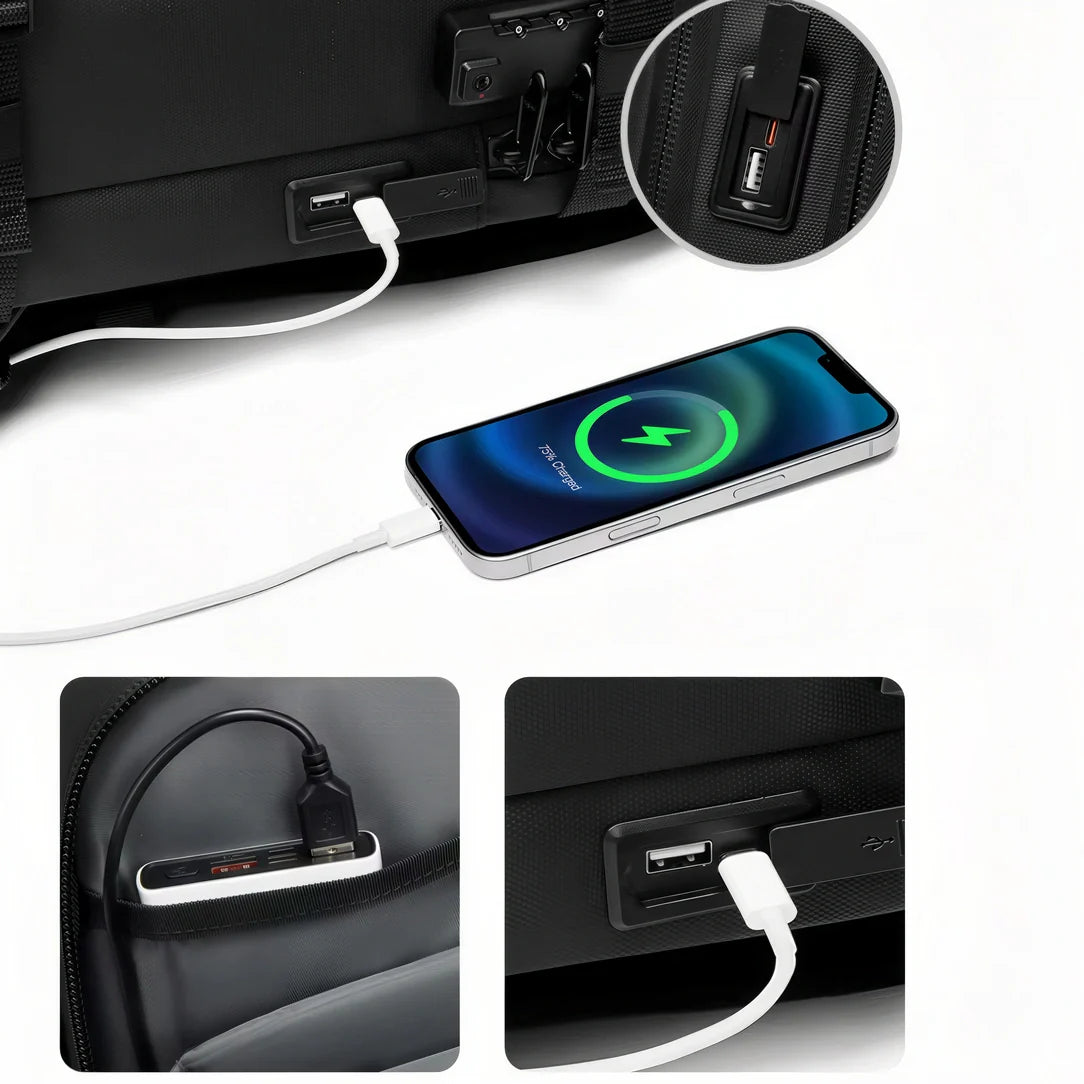 Hub USB-C argent multifonctions pour sac à dos antivol 40L