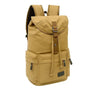 Sac à dos de voyage en toile camel en coton avec cordon, rabat et poches latérales
