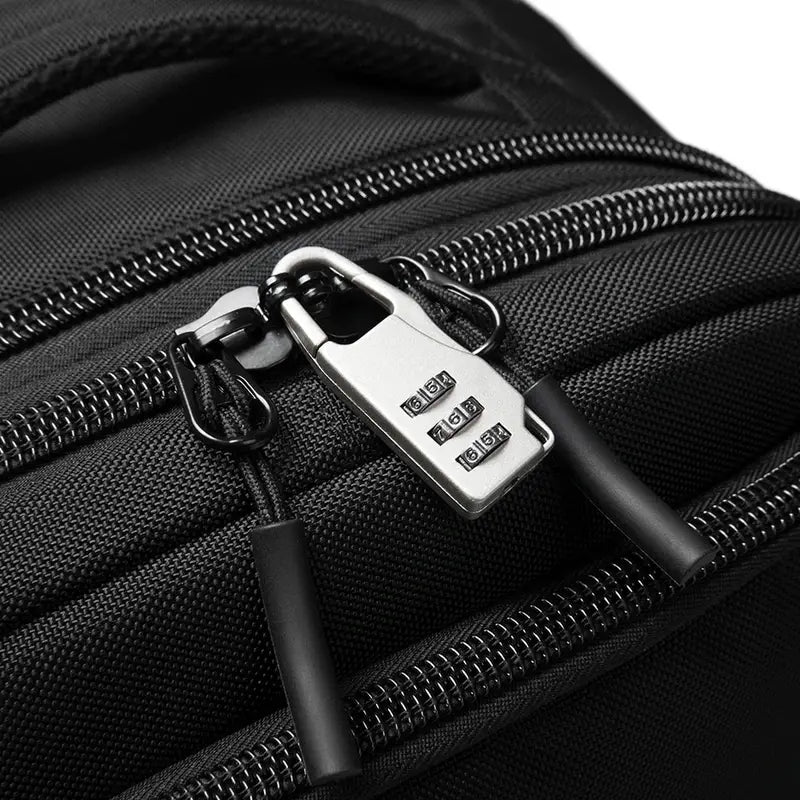 Sac à dos de voyage extensible 17 pouces avec sac noir à fermeture éclair et serrure en argent