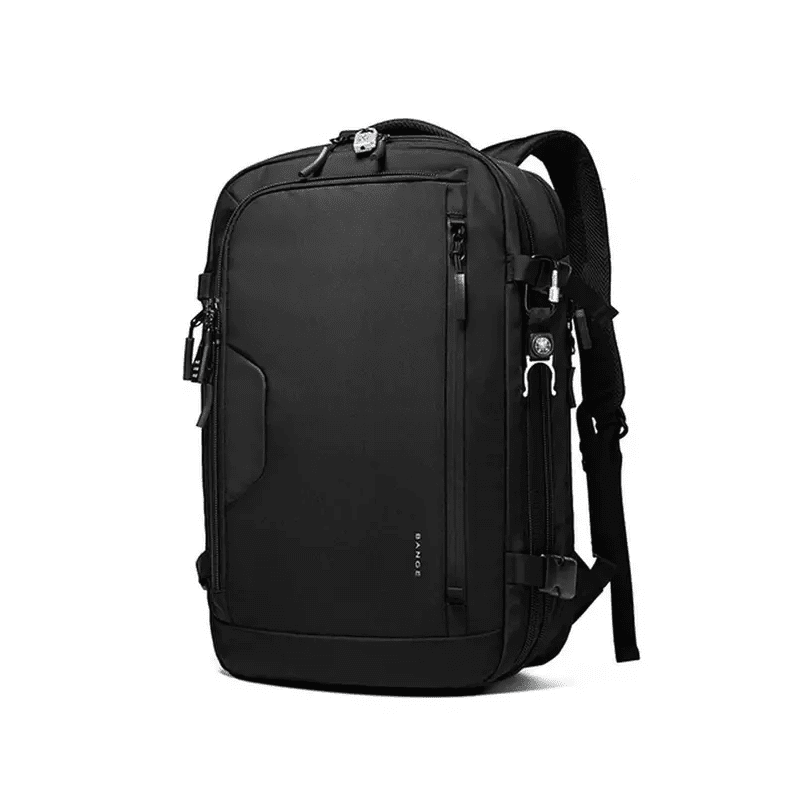 Sac à dos de voyage extensible 17 pouces noir imperméable avec multiples compartiments
