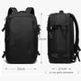 Sac à dos de voyage extensible 17 pouces noir avec plusieurs compartiments et bretelles ajustables