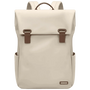 Sac à dos déperlant femme beige avec bretelles marron et poignée supérieure