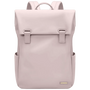 Sac à dos déperlant femme en cuir vegan rose pâle avec poches latérales et bretelles ajustables