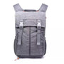 Sac à dos design en tissu gris avec boucles blanches et poignée supérieure