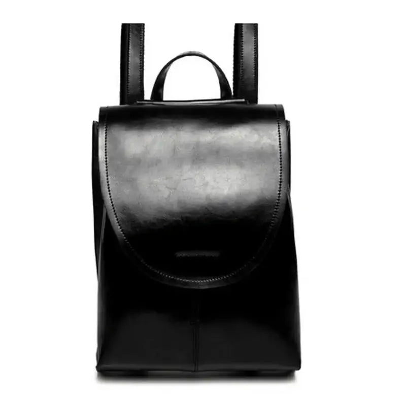 Sac à dos élégant en similicuir en cuir verni noir avec une poignée supérieure