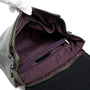 Sac à dos élégant en similicuir olive vert avec intérieur rouge foncé et poche zippée