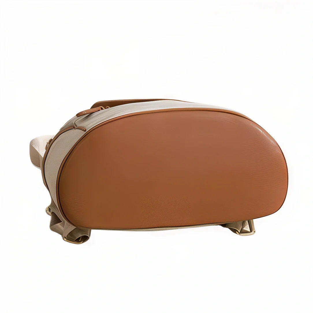 Sac à dos Elenya Vison en cuir marron avec accents dorés