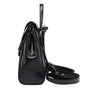 Sac à dos en cuir de vachette avec sac en cuir noir brillant, poignée supérieure et bandoulière réglable