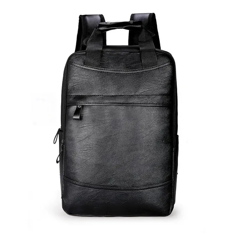 Sac à dos en cuir pour homme avec poignée supérieure et poche à fermeture éclair