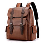 Sac à dos en cuir marron pour ordinateur avec plusieurs poches et bretelles à boucles