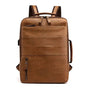 Sac à dos en simili cuir marron avec plusieurs compartiments et poignée supérieure
