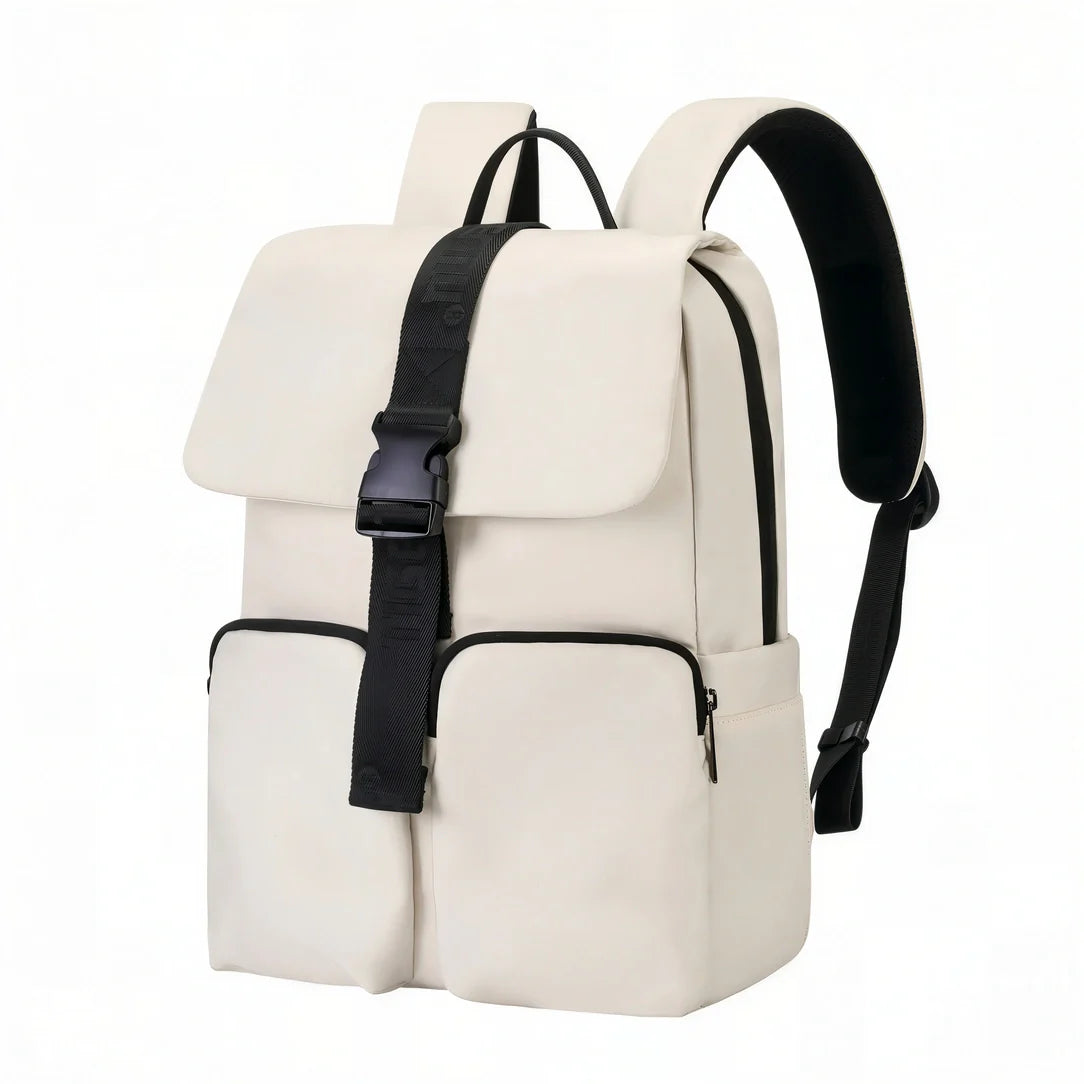 Sac à dos Equinoxe crème avec accents noirs et sangles ajustables
