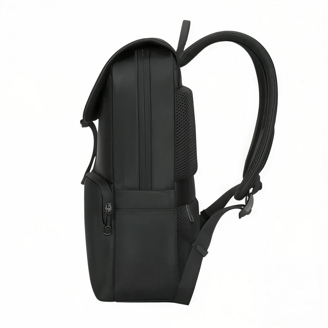 Sac à dos Equinoxe noir en nylon avec sangles rembourrées et poche filet