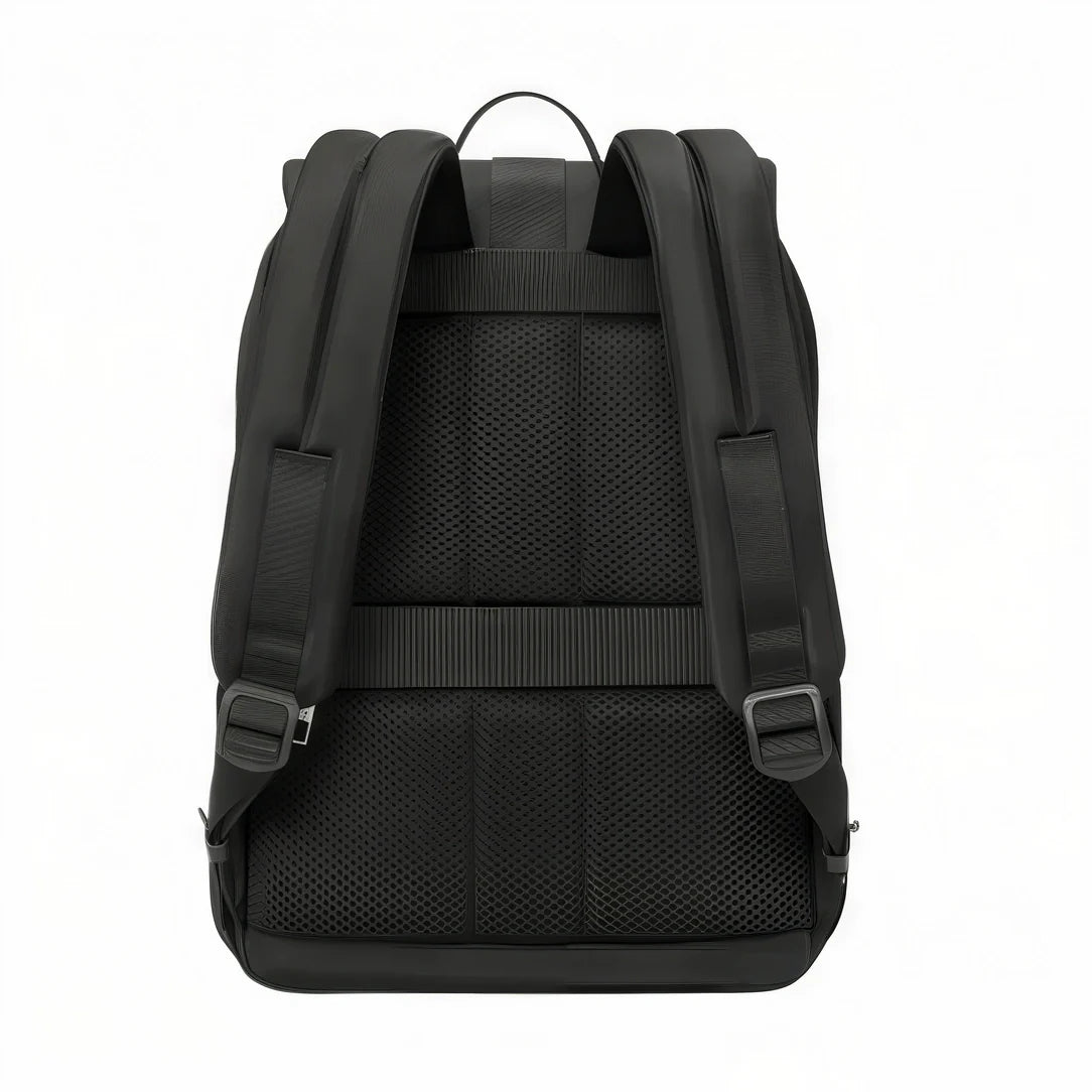 Sac à dos Equinoxe en nylon noir avec panneau mesh et sangles ajustables