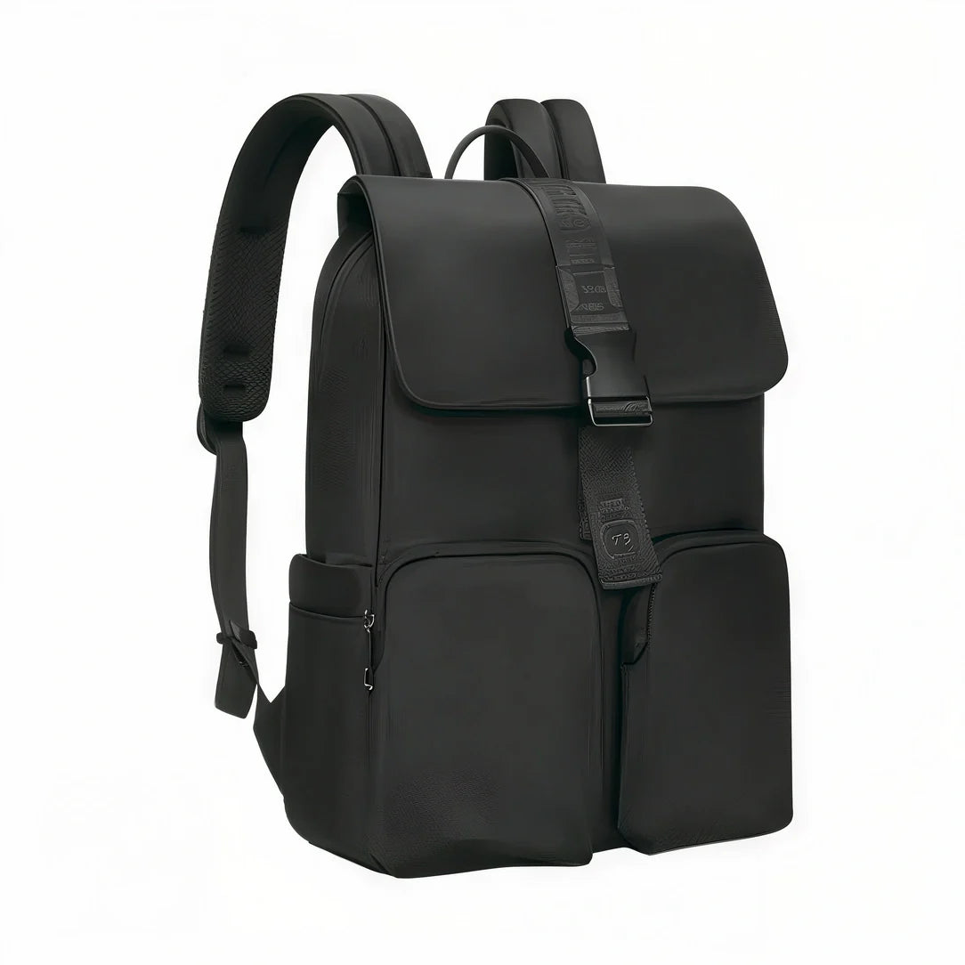 Sac à dos noir Equinoxe avec rabat et sangles réglables