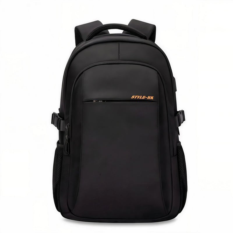 Sac à dos ergonomique d’école Style HK noir avec plusieurs compartiments et bretelles ajustables