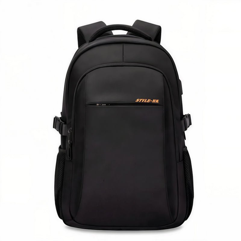 Sac à dos ergonomique d’école Style HK noir avec plusieurs compartiments et bretelles ajustables