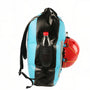 Sac à dos étanche 30L IPX6 Marjaqe bleu clair et noir avec casque rouge et bouteille