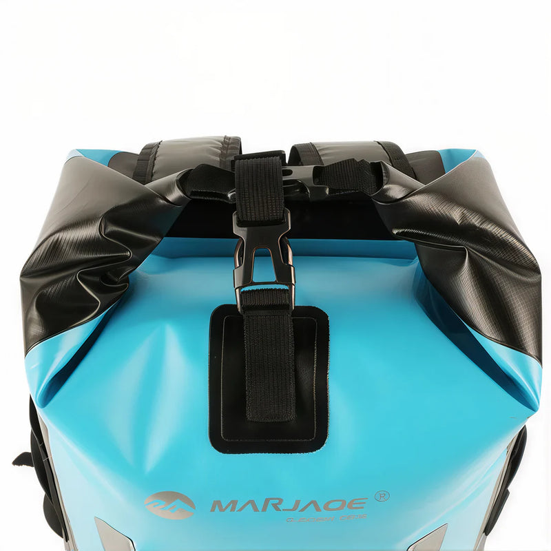 Sac à dos étanche 30L IPX6 Marjaqe bleu clair et noir, roll-top et sangles