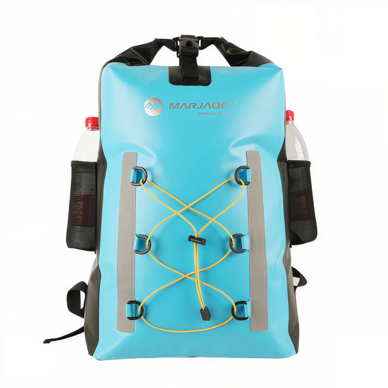 Sac à dos étanche 30L IPX6 Marjaqe bleu clair avec accents noirs