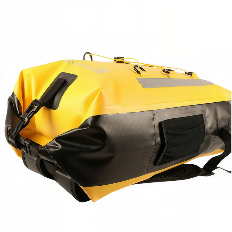 Sac à dos étanche 30L IPX6 Marjaqe jaune et noir, coutures renforcées