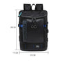 Sac à dos étanche homme noir avec accents bleus et plusieurs compartiments