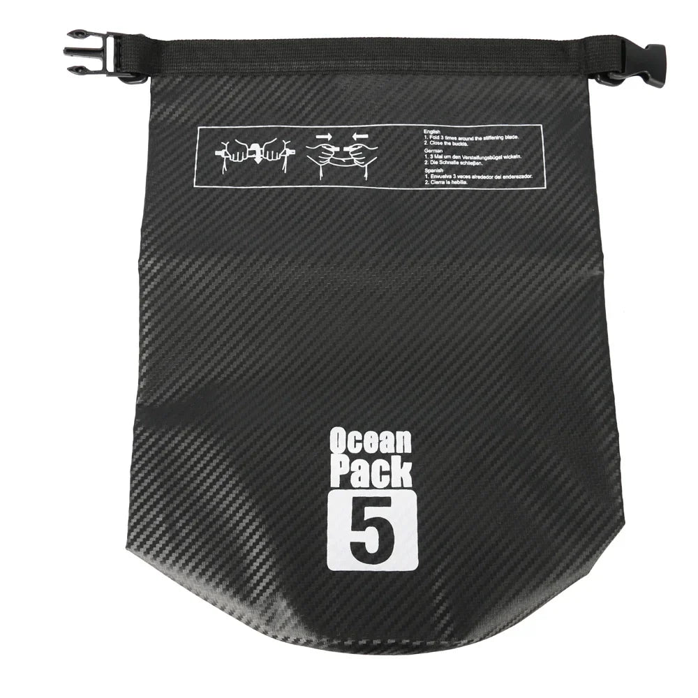 Sac à dos étanche paddle en fibre de carbone noire avec fermeture à boucle