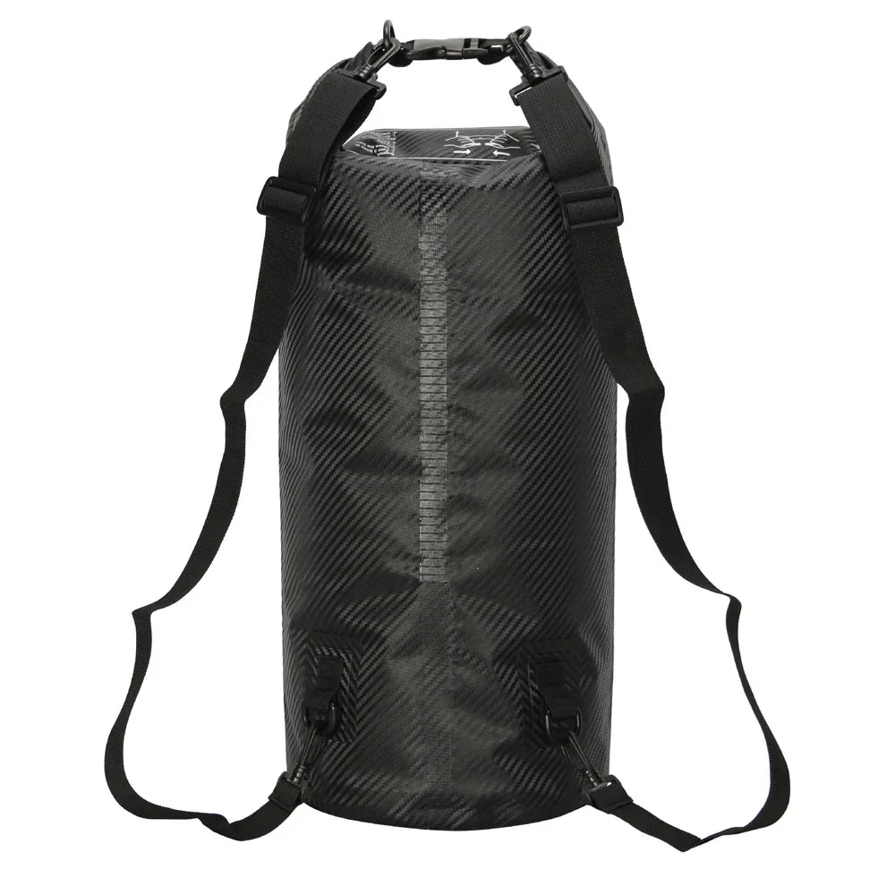 Sac à dos étanche paddle noir en cylindre avec bretelles, imperméable et pratique