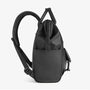 Sac à dos fashion en nylon noir et faux cuir avec compartiments et bretelles ajustables