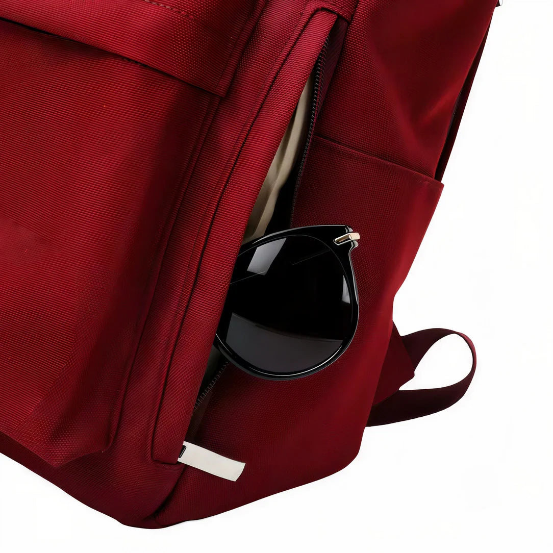 Sac à dos Fémina Escape rouge avec poche lunettes, tissu durable
