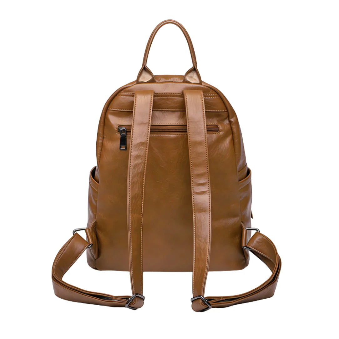 Sac à dos femme de ville en cuir tanné avec sangles ajustables et poignée supérieure