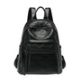 Sac à dos femme de ville en cuir noir avec compartiments zippés et bretelles ajustables