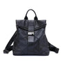Sac à dos femme élégant en cuir noir avec poignée et bretelles ajustables