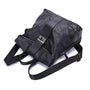 Sac à dos femme élégant en cuir en patchwork noir avec bretelles ajustables et boucle en métal