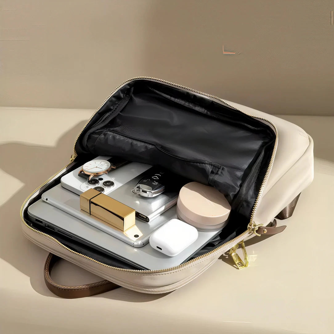Sac à dos femme beige Transit pour PC 14 pouces avec compartiments noirs