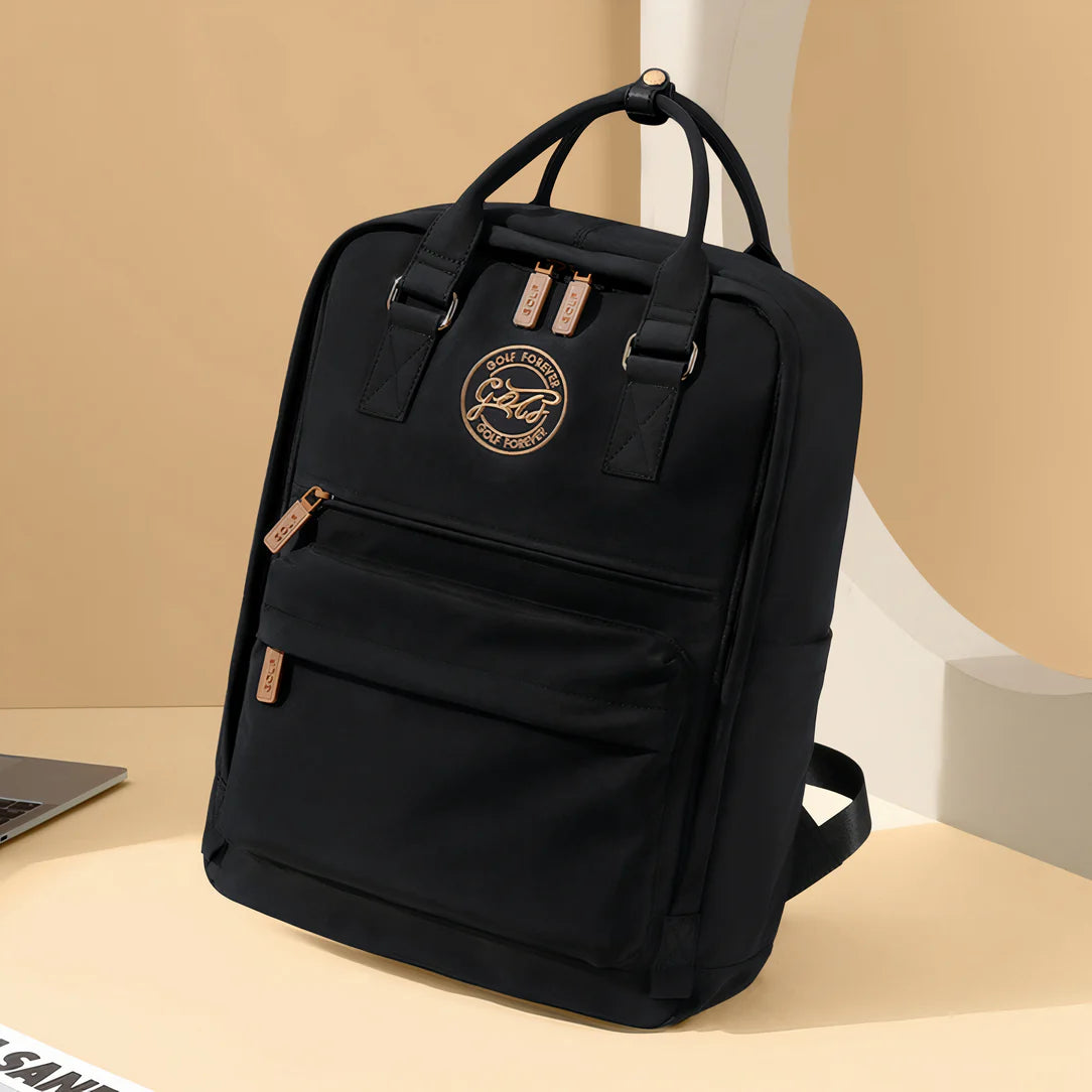 Sac à dos Golf Boréal en nylon noir avec accents et logo dorés