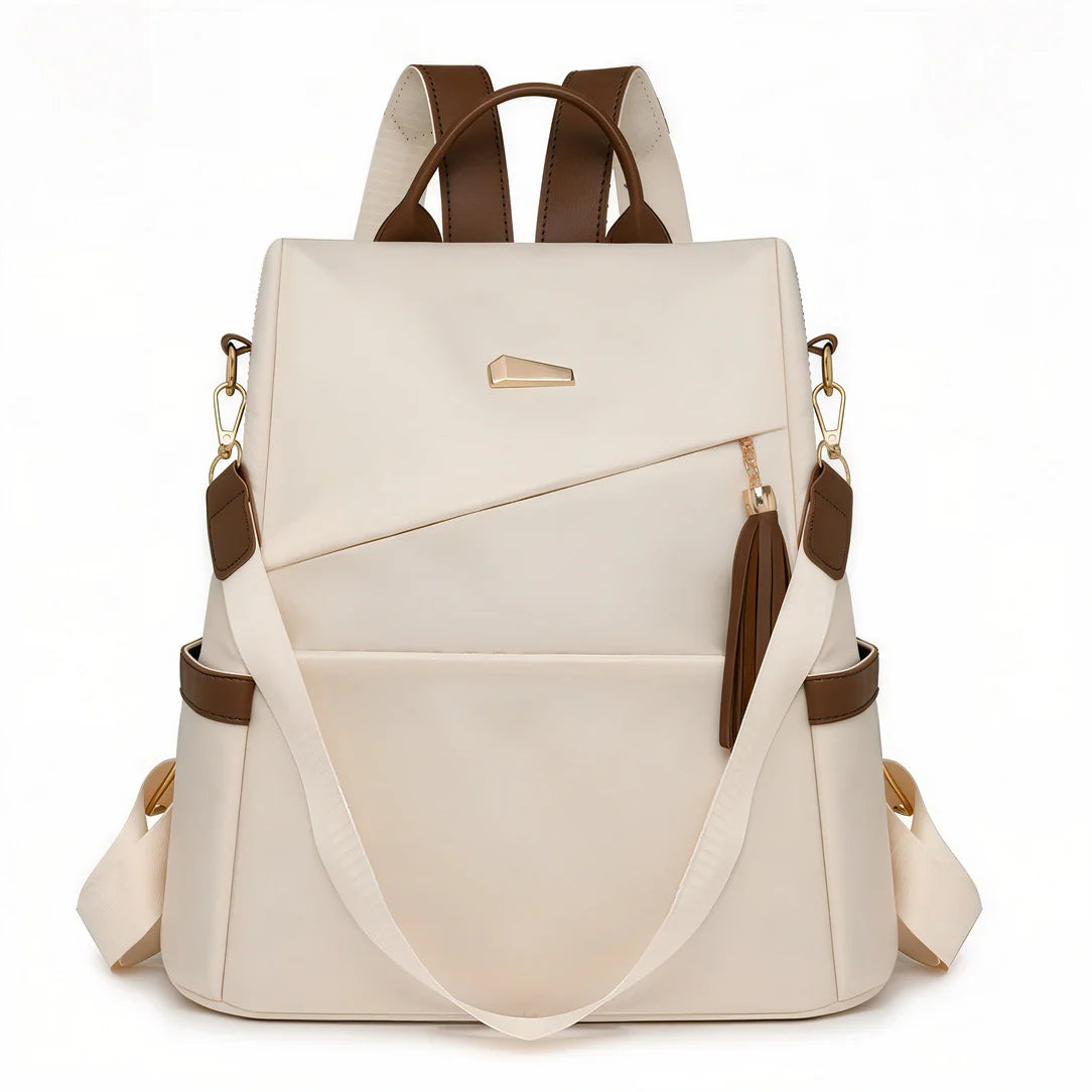 Sac à dos Graine d’Or crème avec accents marron et sangles ajustables