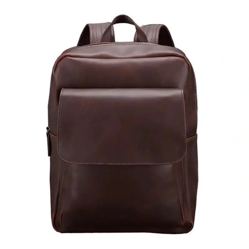 Sac à dos homme cuir vintage en cuir marron foncé avec poche à rabat avant