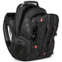 Sac à dos homme de ville noir et rouge multi-compartiments avec dos rembourré et poche latérale en mesh