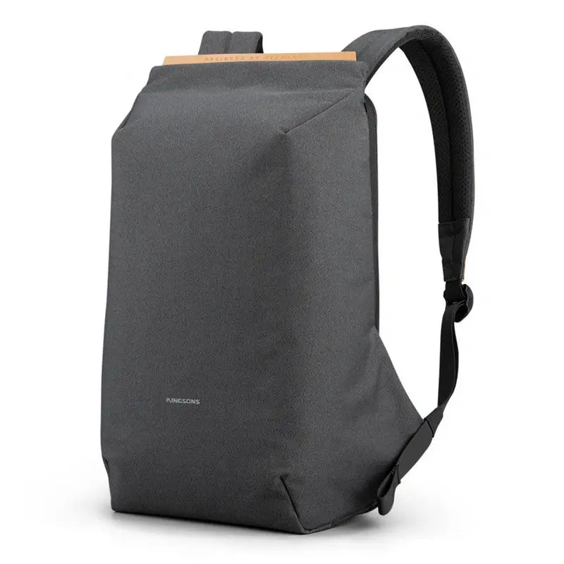 Sac à dos homme ordinateur 15 pouces minimaliste gris foncé avec poignée en bois
