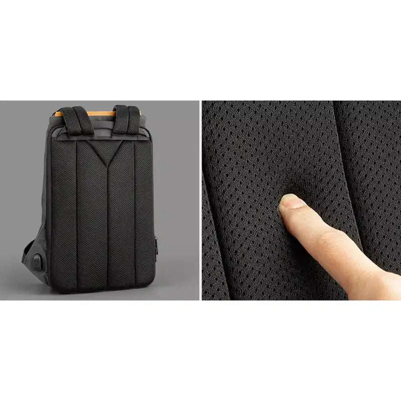 Sac à dos homme ordinateur 15 pouces noir avec panneau dorsal en mesh respirant
