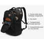 Sac à dos homme pc portable noir avec compartiments, poche frontale organisée