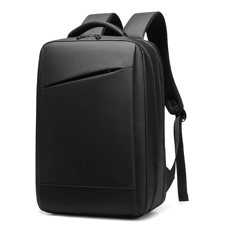 Sac à dos homme pour ordinateur de 15 pouces noir rectangulaire avec poche zippée avant